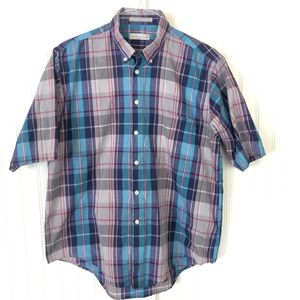 Vintage 90s Plaid Madras Large Short Sleeve Button Down Levi's Colorgraphs Retro